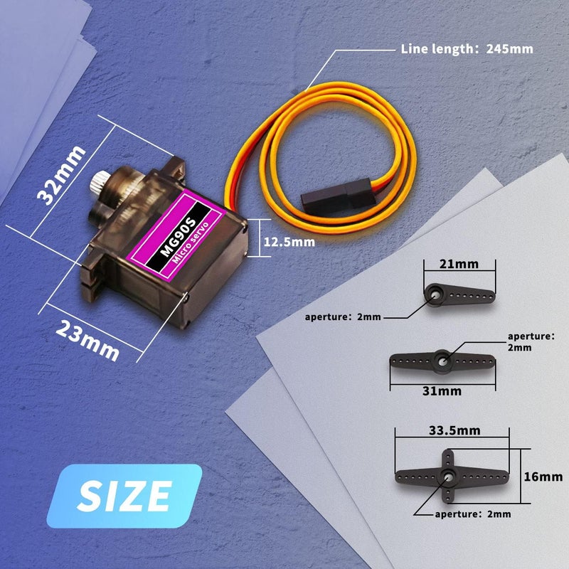 DaFuRui 5pack MG90S Servo Motor， Mini 9G MG90S Micro Servo Metal Geared Motor for Arduino RC Robot Helicopter Airplane Boat Controls - Image 4